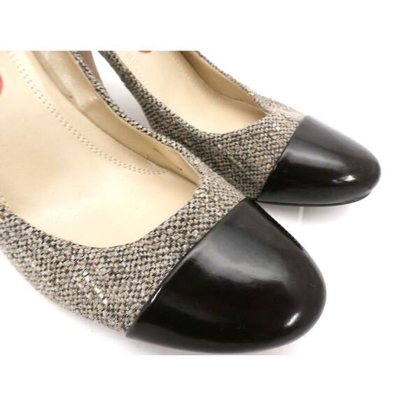 Ellen Tracy Tweed & Black Leather High Heeled Shoes Pumps NWT 10M 3.5" Heel - Picture 3 of 5